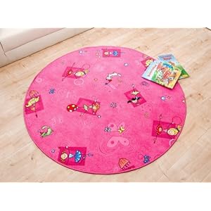 Kinderteppich Princess pink rund , Größe Auswählen:133 cm rund Kaufen