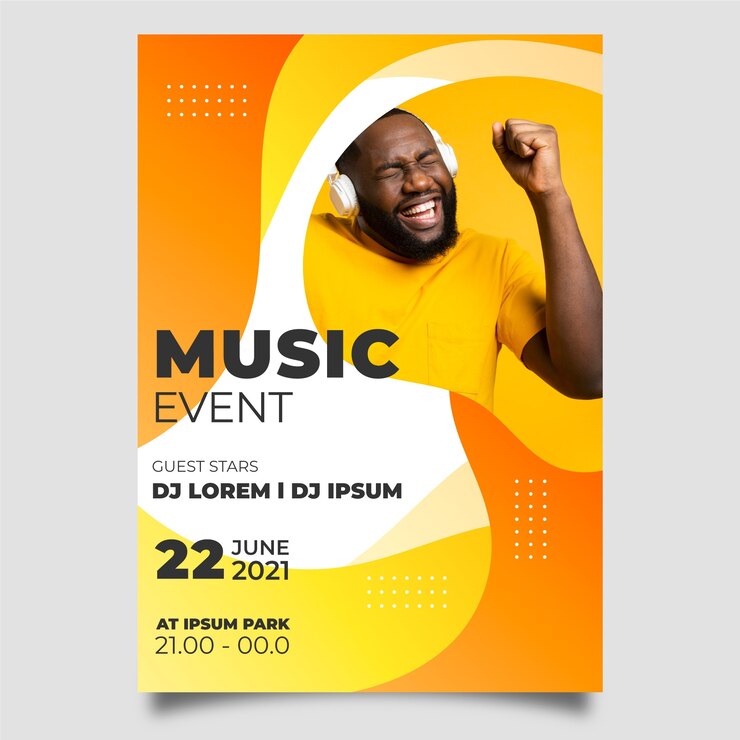 Abstract style music poster with photo