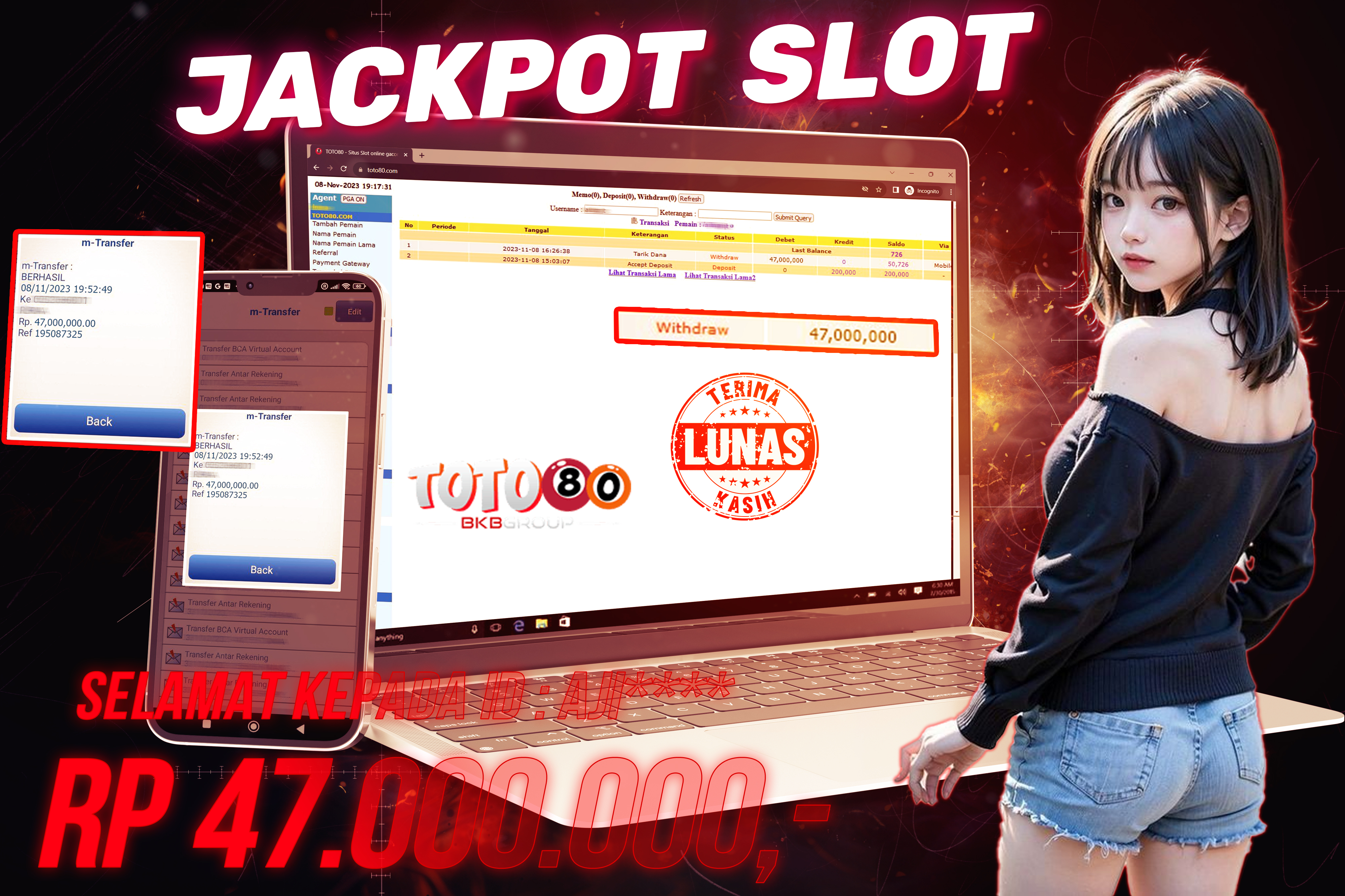 TOTO80 JACKPOT SLOT PRINCESS STARLIGHT Rp.47.000.000,- LUNAS