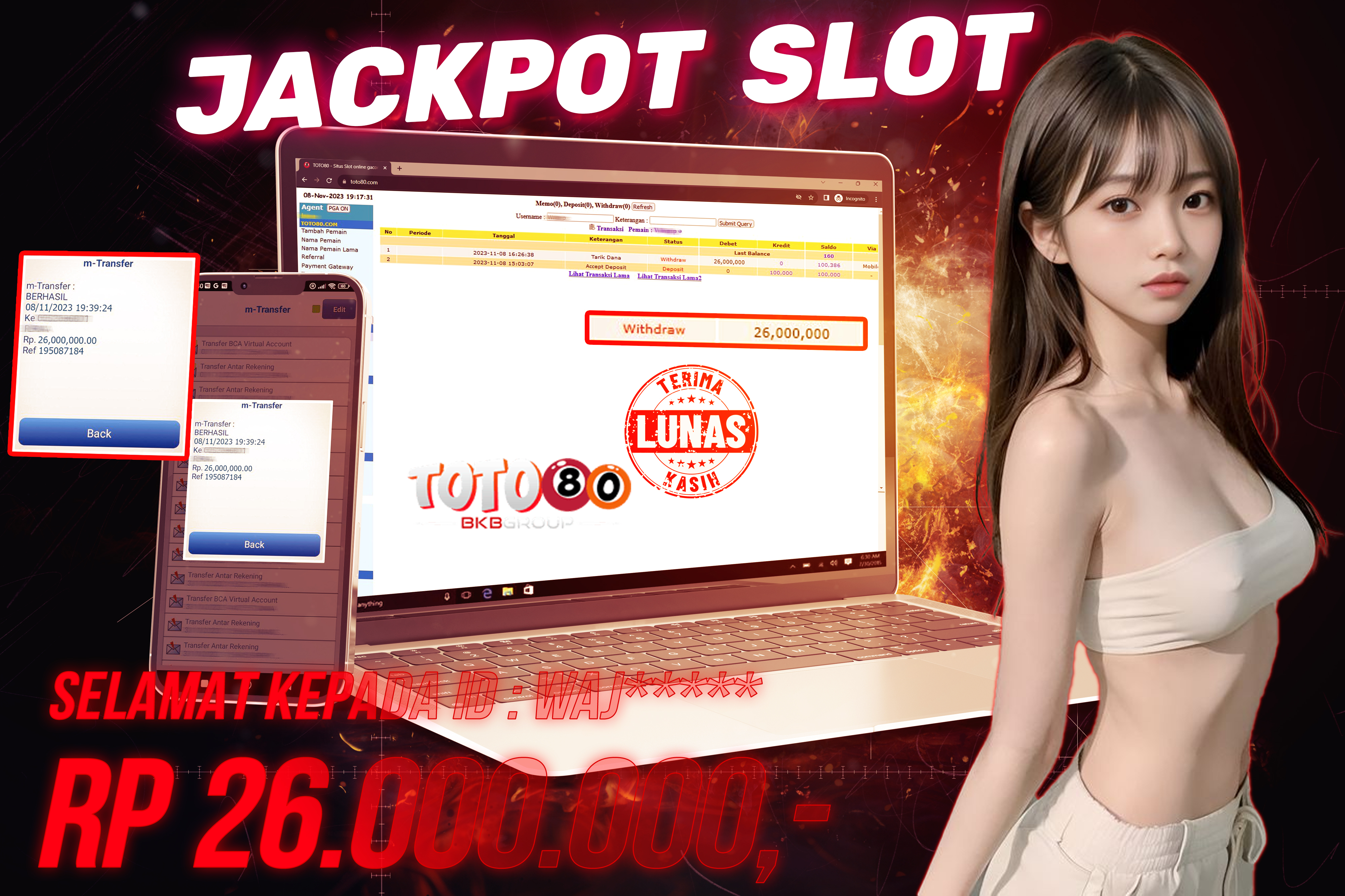 TOTO80 JACKPOT SLOT GATES OF OLYMPUS Rp.26.000.000,- LUNAS