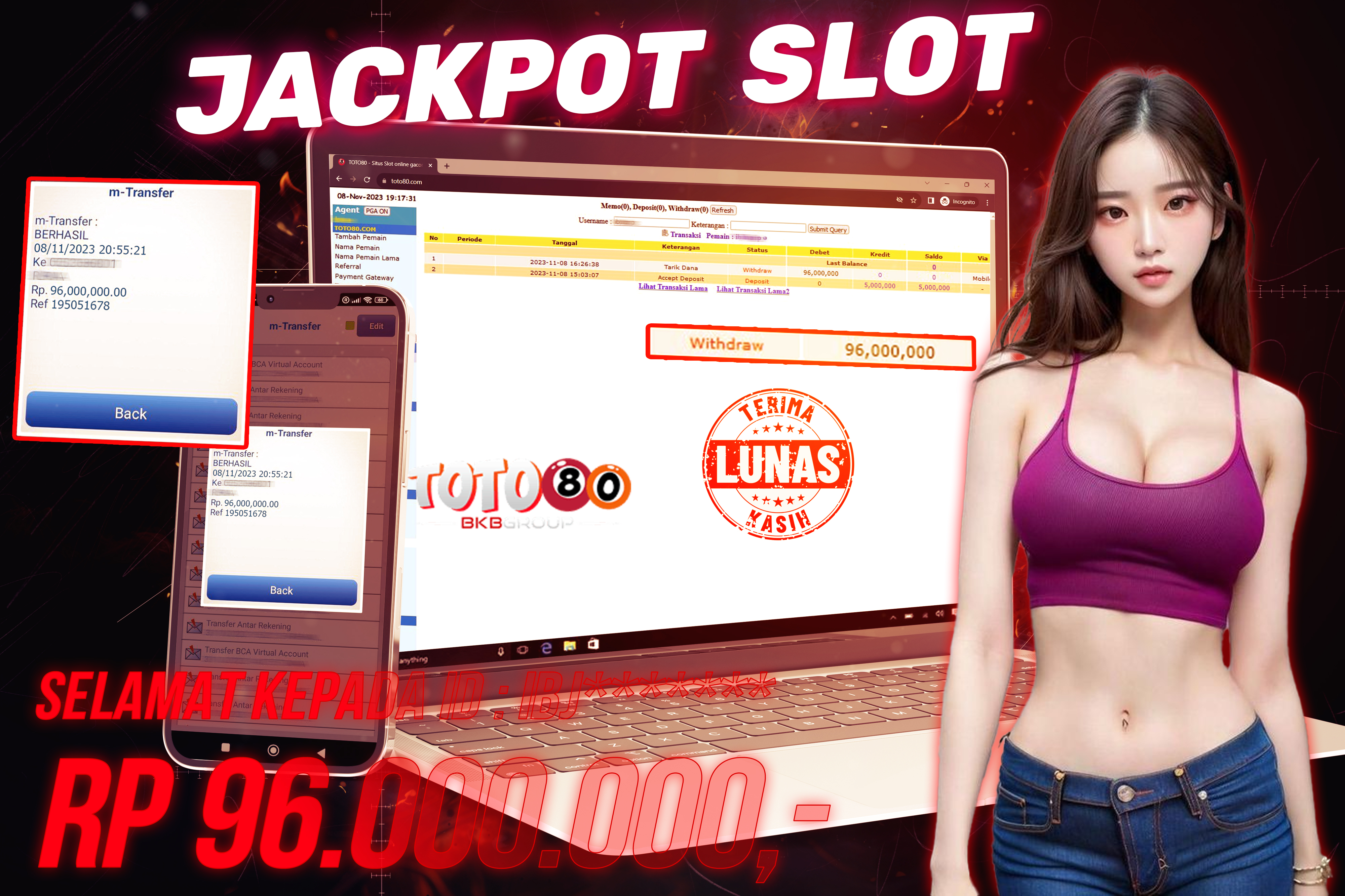 TOTO80 JACKPOT SLOT GATOT KACA Rp.96.000.000,- LUNAS